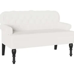 vidaXL Chesterfield Bank Wit 119,5 x 64,5 x 75 cm Nep Leer