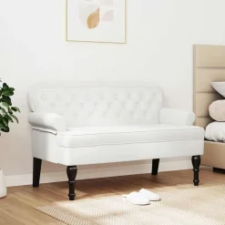 vidaXL Chesterfield Bank Wit 119,5 x 64,5 x 75 cm Nep Leer