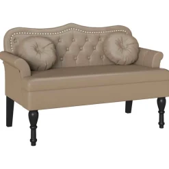 vidaXL Chesterfield Bank Cappuccino 120,5 x 65 x 75 cm Nep Leer