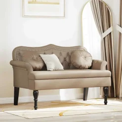 vidaXL Chesterfield Bank Cappuccino 120,5 x 65 x 75 cm Nep Leer