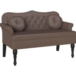 vidaXL Chesterfield Bank met kussen Bruin 120,5 x 65 x 75 cm Nep Leer