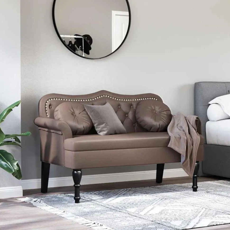 vidaXL Chesterfield Bank met kussen Bruin 120,5 x 65 x 75 cm Nep Leer
