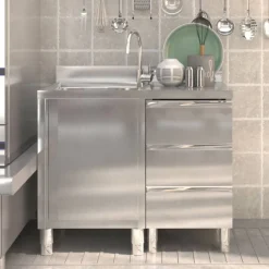 vidaXL Commerciële Keukenkasten 2 st. Roestvrij Staal