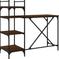 vidaXL Computerbureau met schappen 120x47x109 cm bruin eikenkleur