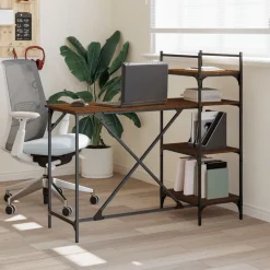vidaXL Computerbureau met schappen 120x47x109 cm bruin eikenkleur