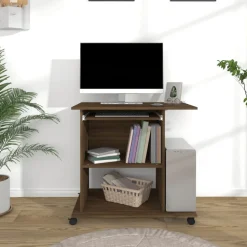 vidaXL Computerbureau 80x50x75 cm bewerkt hout bruin eikenkleur