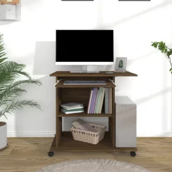 vidaXL Computerbureau 80x50x75 cm bewerkt hout bruin eikenkleur