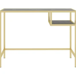 vidaXL Computerbureau 100x36x74 cm gehard glas zwartmarmerkleurig