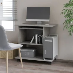 vidaXL Computerbureau 80x50x75 cm bewerkt hout betongrijs