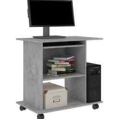 vidaXL Computerbureau 80x50x75 cm bewerkt hout betongrijs