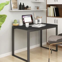 vidaXL Computerbureau 110x60x73 cm spaanplaat zwart