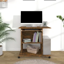 vidaXL Computerbureau 80x50x75 cm bewerkt hout gerookt eikenkleurig