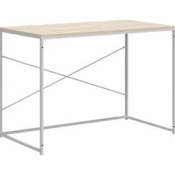 vidaXL Computerbureau 110x60x70 cm bewerkt hout wit en eikenkleurig