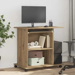 vidaXL Computerbureau 80x50x75 cm bewerkt hout artisanaal eikenkleur
