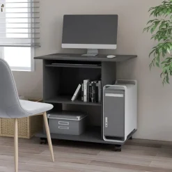 vidaXL Computerbureau 80x50x75 cm spaanplaat grijs