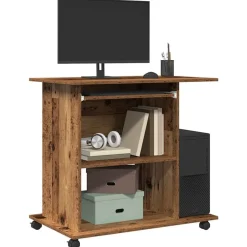 vidaXL Computerbureau 80x50x75 cm bewerkt hout oud houtkleurig