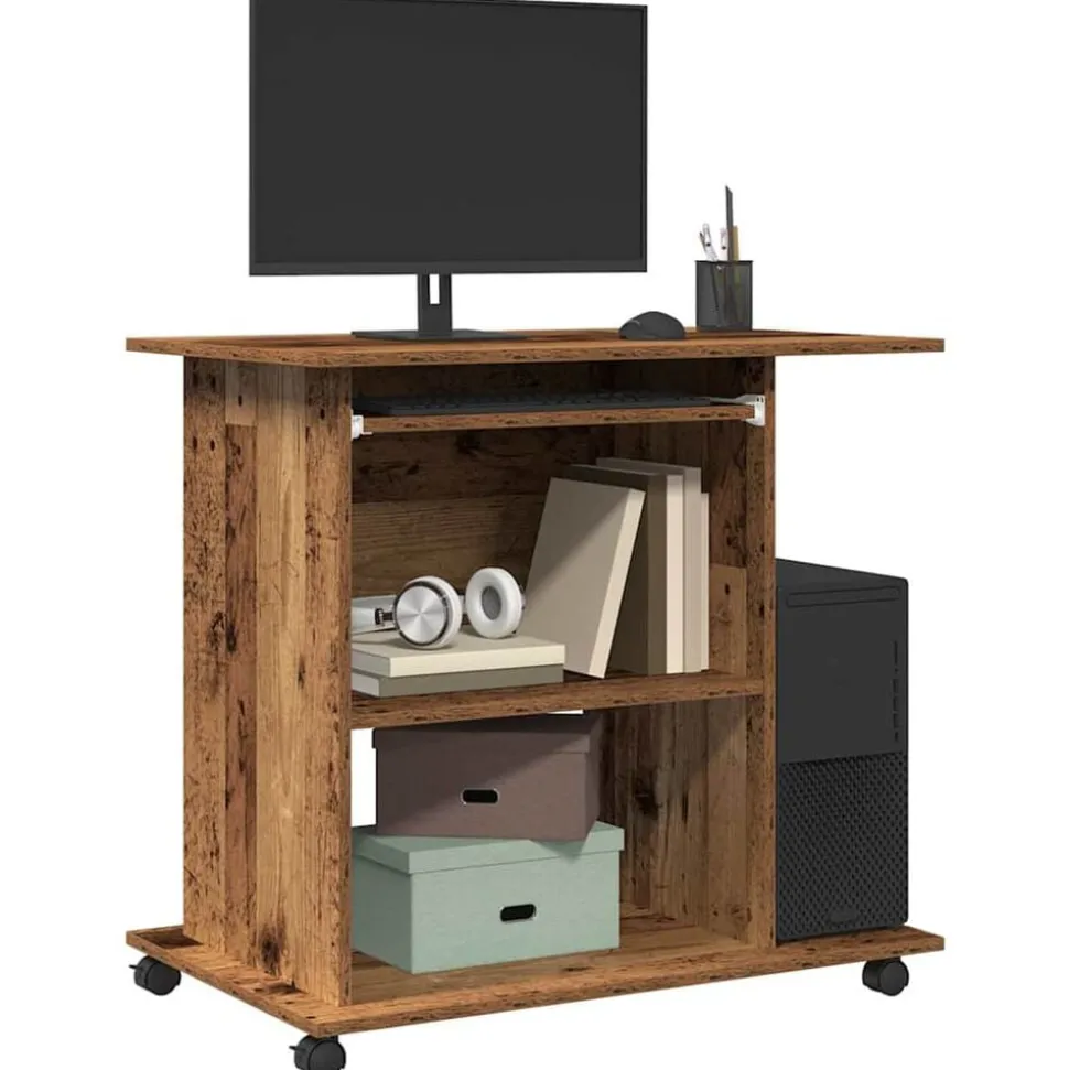 vidaXL Computerbureau 80x50x75 cm bewerkt hout oud houtkleurig
