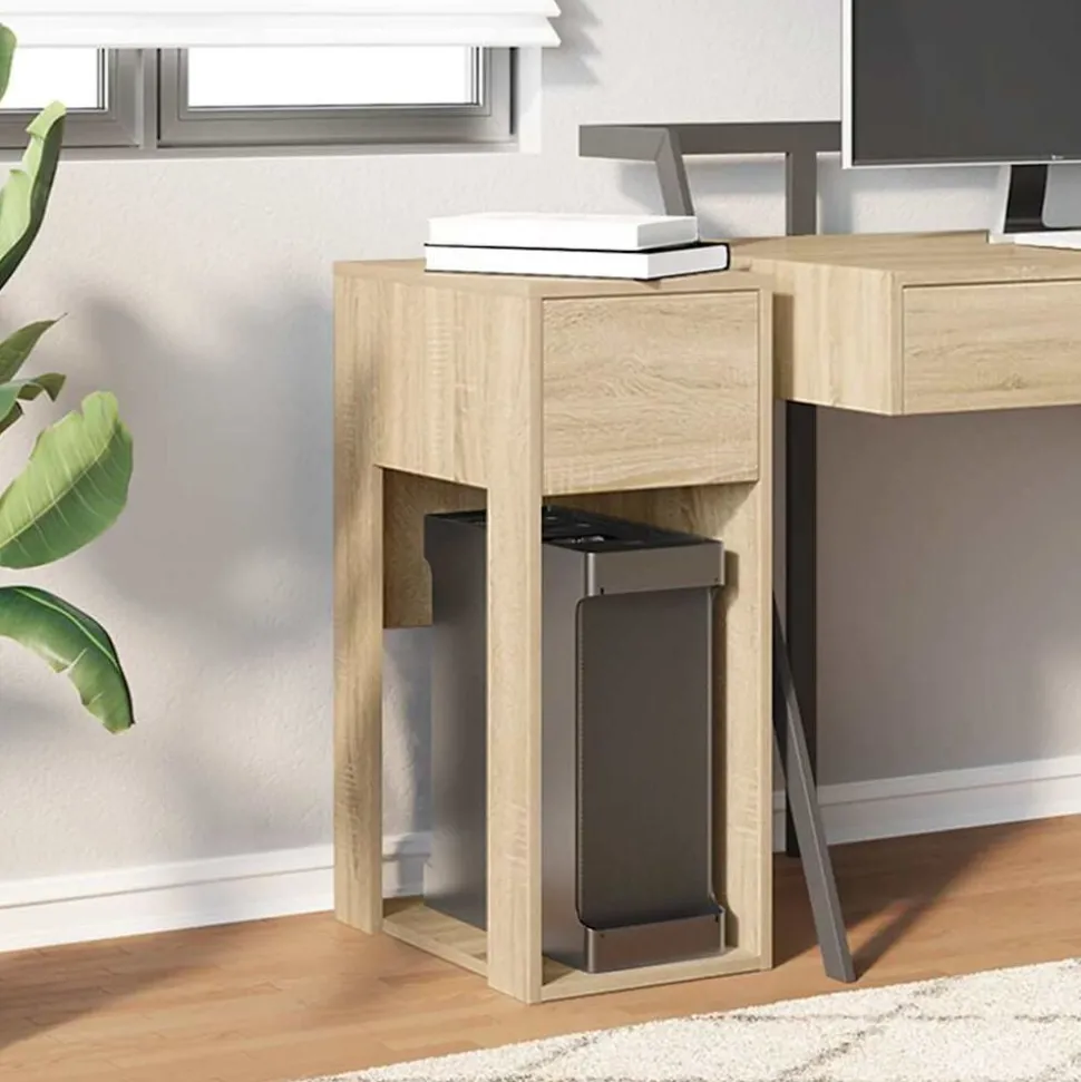 vidaXL Computertorenstandaard met lade 30x44x74 cm sonoma eikenkleurig