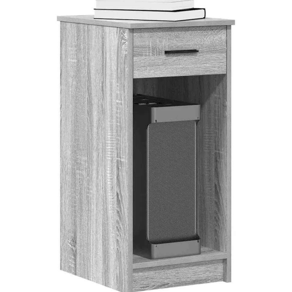 vidaXL Computertorenstandaard met lade 35x45x77 cm grijs sonoma eiken