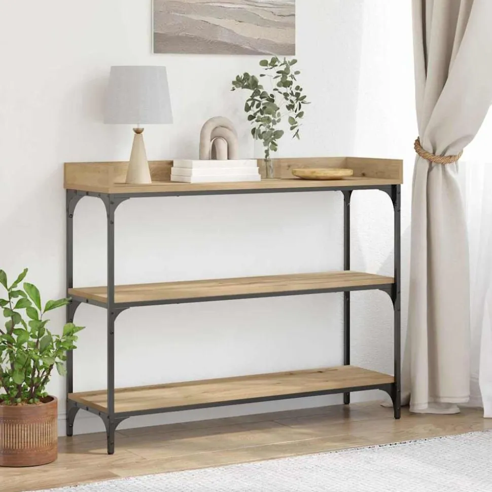vidaXL Console Tafel artisanaal eikenkleurig 100 x 30 x 80 cm