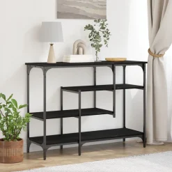 vidaXL Console Tafel met plank met opslag Zwart eiken 100 x 35 x 75 cm