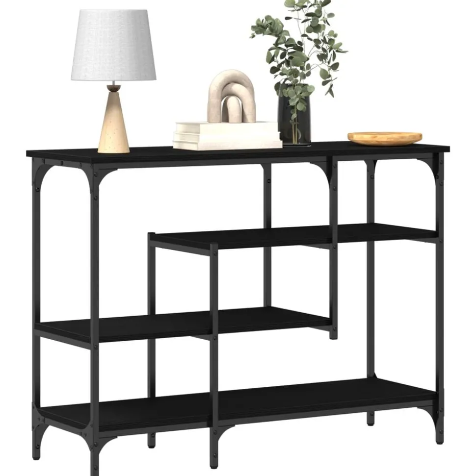 vidaXL Console Tafel met plank met opslag Zwart eiken 100 x 35 x 75 cm
