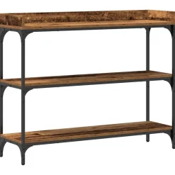 vidaXL Console Tafel Oud hout 100 x 30 x 80 cm Gelaagd hout en metaal