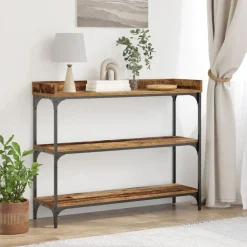vidaXL Console Tafel Oud hout 100 x 30 x 80 cm Gelaagd hout en metaal