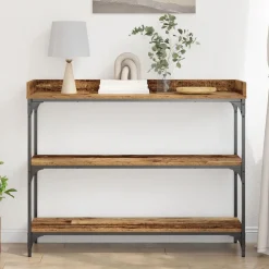 vidaXL Console Tafel Oud hout 100 x 30 x 80 cm Gelaagd hout en metaal