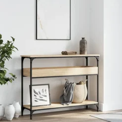 vidaXL Consoletafel met plank Sonoma eiken 100x29x75cm bewerkt hout