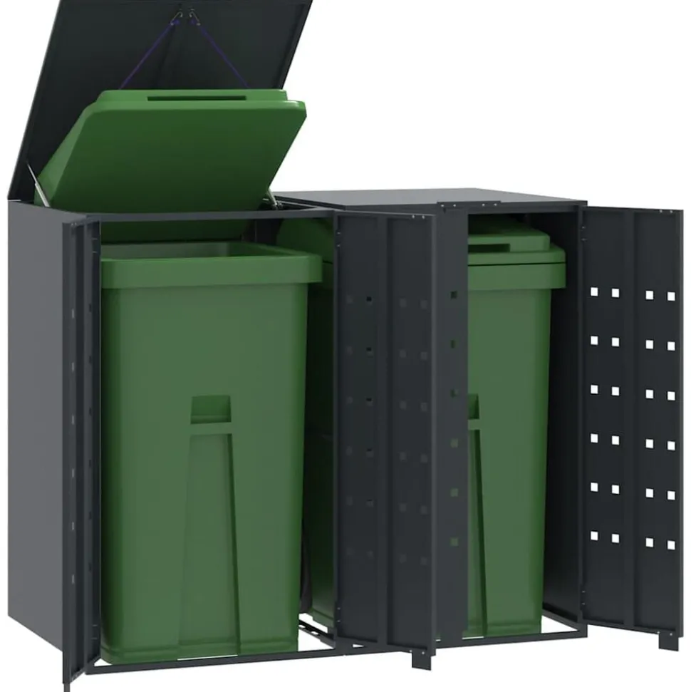 vidaXL Containerberging 2 containers 138x79x117 cm staal antraciet
