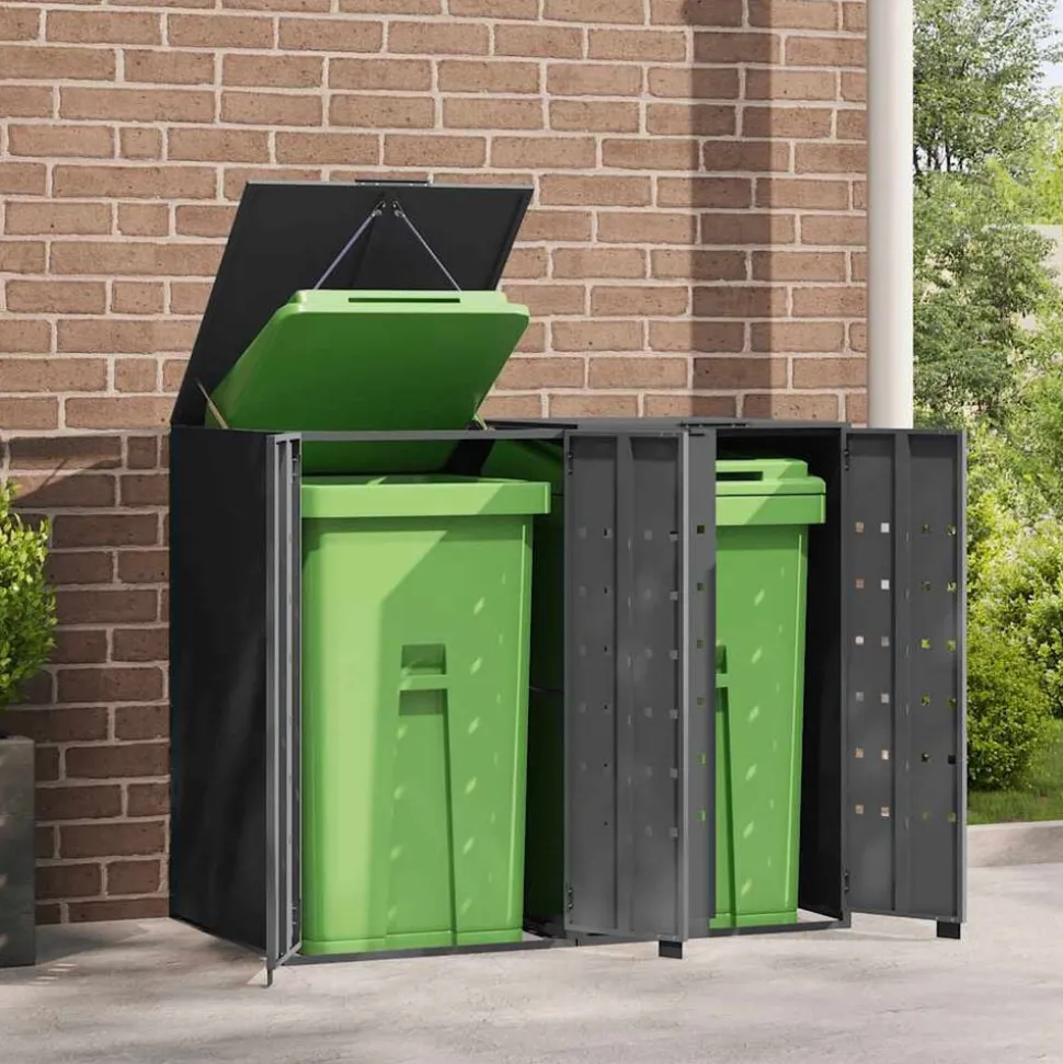 vidaXL Containerberging 2 containers 138x79x117 cm staal antraciet