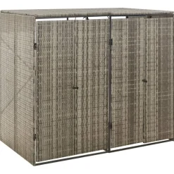 vidaXL Containerberging dubbel 140x80x117 cm poly rattan grijs