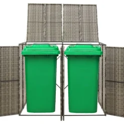 vidaXL Containerberging dubbel 140x80x117 cm poly rattan grijs