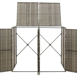 vidaXL Containerberging dubbel 140x80x117 cm poly rattan grijs