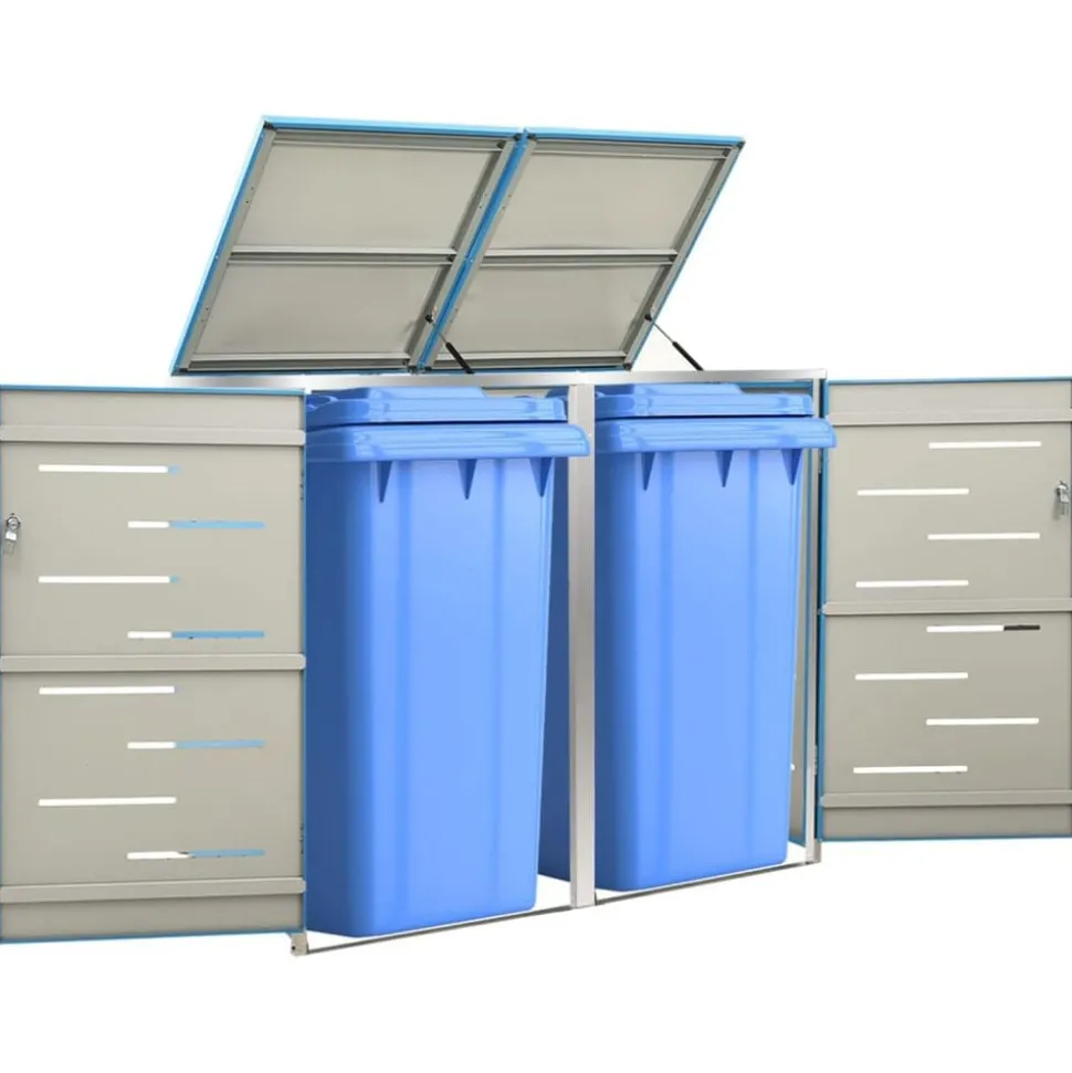 vidaXL Containerberging dubbel 138x77,5x112,5 cm roestvrij staal