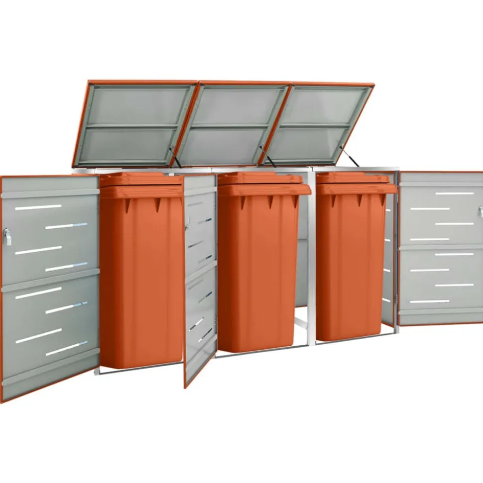 vidaXL Containerberging driedubbel 207x77,5x112,5 cm roestvrij staal