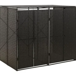 vidaXL Containerberging dubbel 140x80x117 cm poly rattan zwart