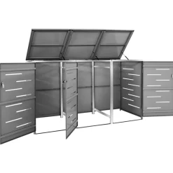 vidaXL Containerberging driedubbel 207x77,5x112,5 cm roestvrij staal
