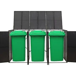 vidaXL Containerberging driedubbel 207x80x117 cm poly rattan zwart