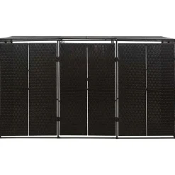 vidaXL Containerberging driedubbel 207x80x117 cm poly rattan zwart