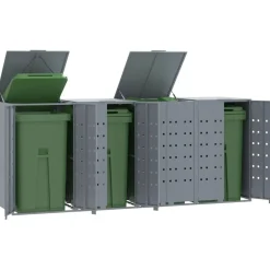 vidaXL Containerberging voor 4 containers 276x79x117 cm staal grijs