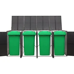 vidaXL Containerberging viervoudig 274x80x117 cm poly rattan zwart