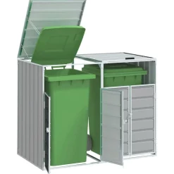 vidaXL Containerberging voor 2 containers 144x81x113 cm staal grijs