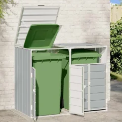 vidaXL Containerberging voor 2 containers 144x81x113 cm staal grijs