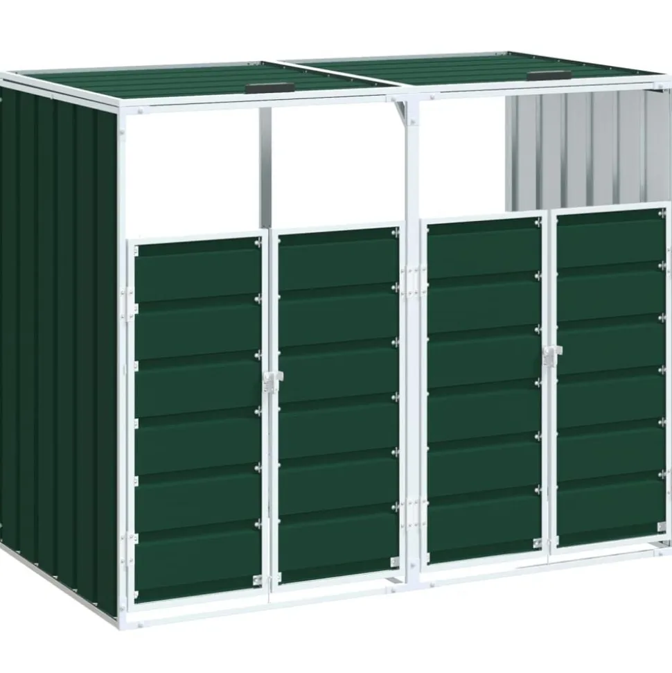 vidaXL Containerberging voor 2 containers 144x81x113 cm staal groen