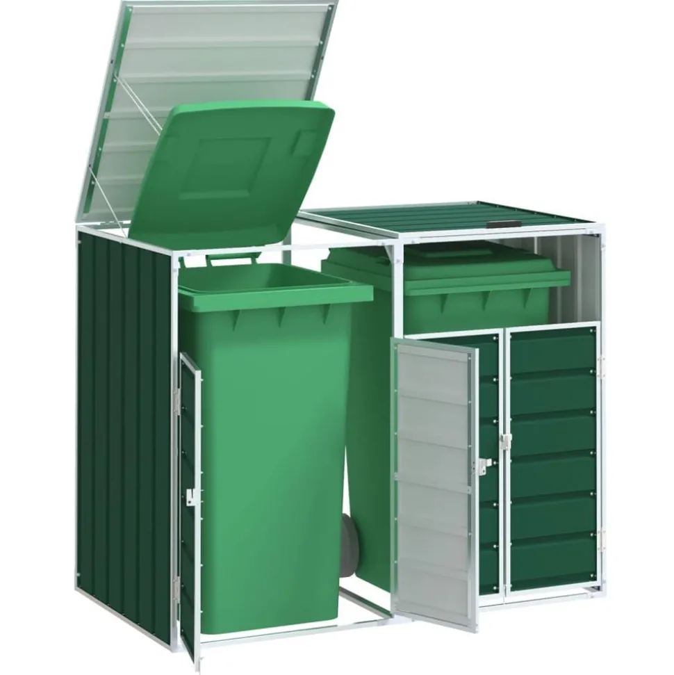 vidaXL Containerberging voor 2 containers 144x81x113 cm staal groen