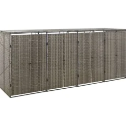 vidaXL Containerberging viervoudig 274x80x117 cm poly rattan grijs