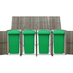 vidaXL Containerberging viervoudig 274x80x117 cm poly rattan grijs