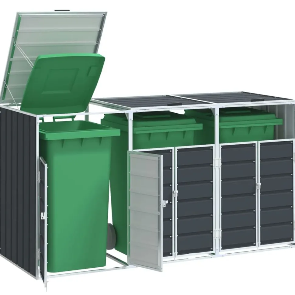 vidaXL Containerberging voor 3 containers 216x81x115cm staal antraciet